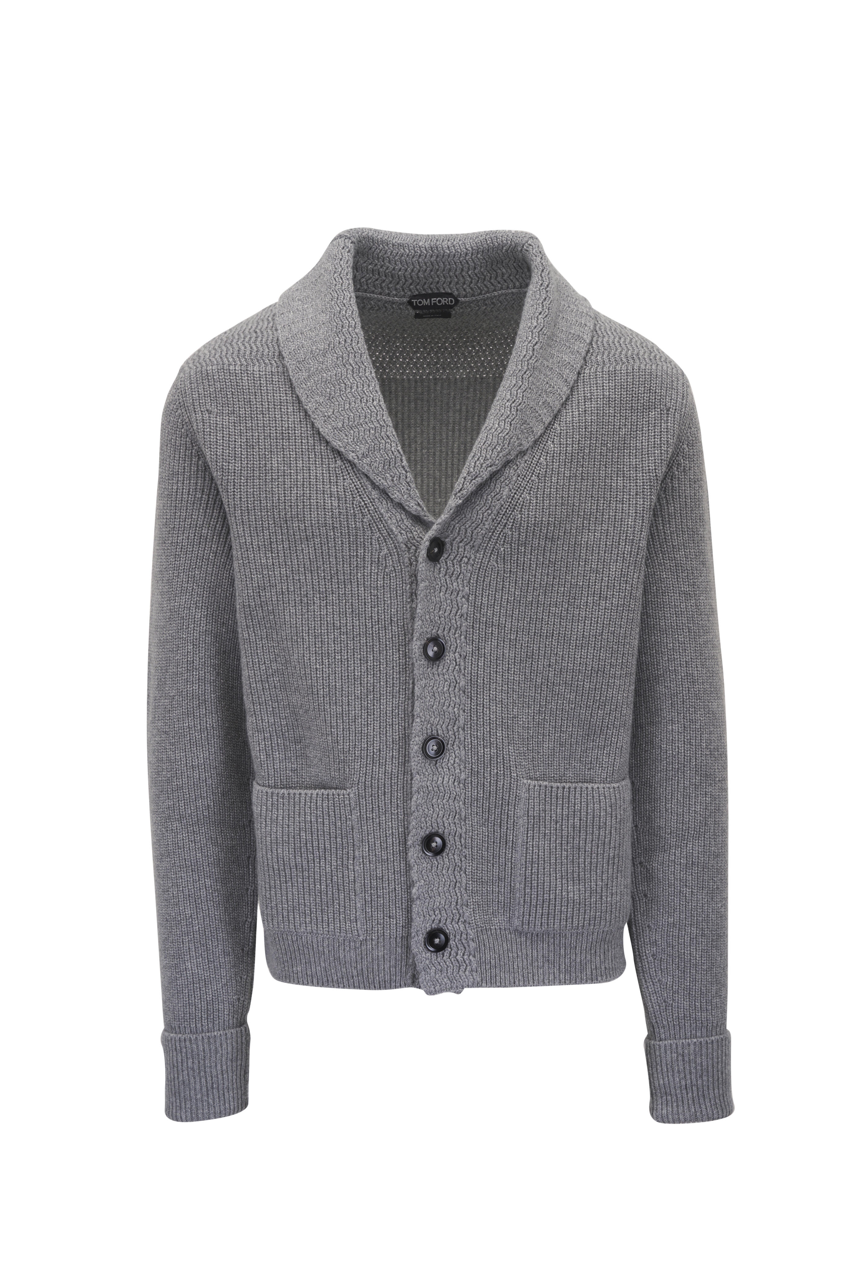 Tom Ford - Light Gray Cashmere Shawl Collar Cardigan