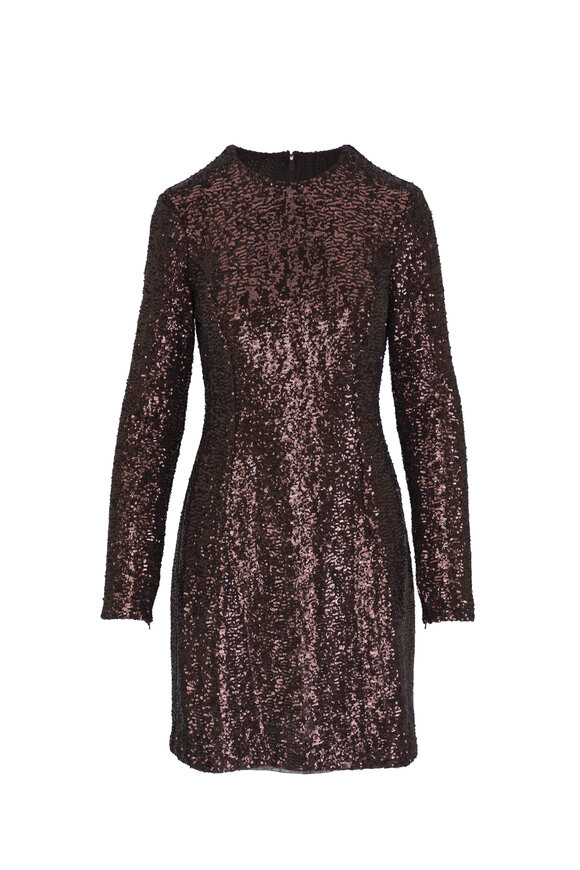 Michael Kors Collection - Chocolate Sequin Sheath Mini Dress