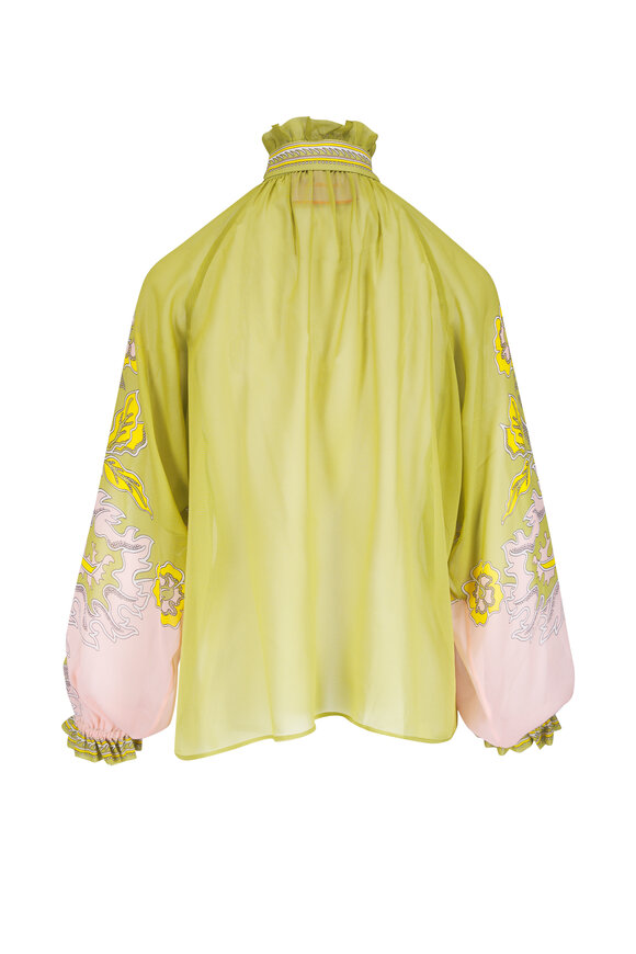 La DoubleJ Cerere Green & Pink Print Silk Blouse - view 2