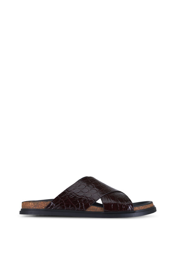 The Row Criss Cross Lacquer Brown Embossed Leather Sandal - view 2
