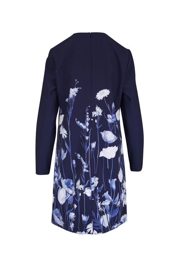 Lela Rose Kelly Navy Multi Floral Crepe Dress - view 3