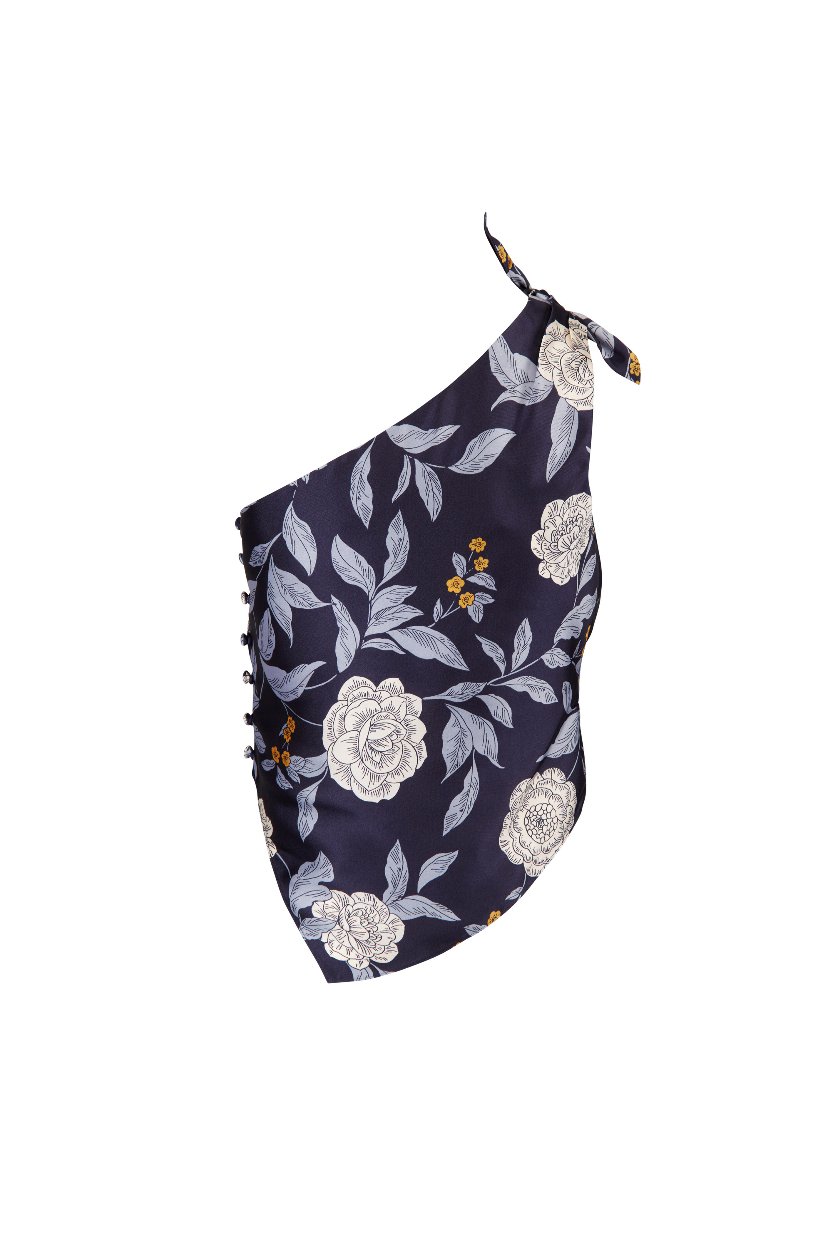 Tanya Taylor - Brigid Blue One Shoulder Scarf Top - view 2