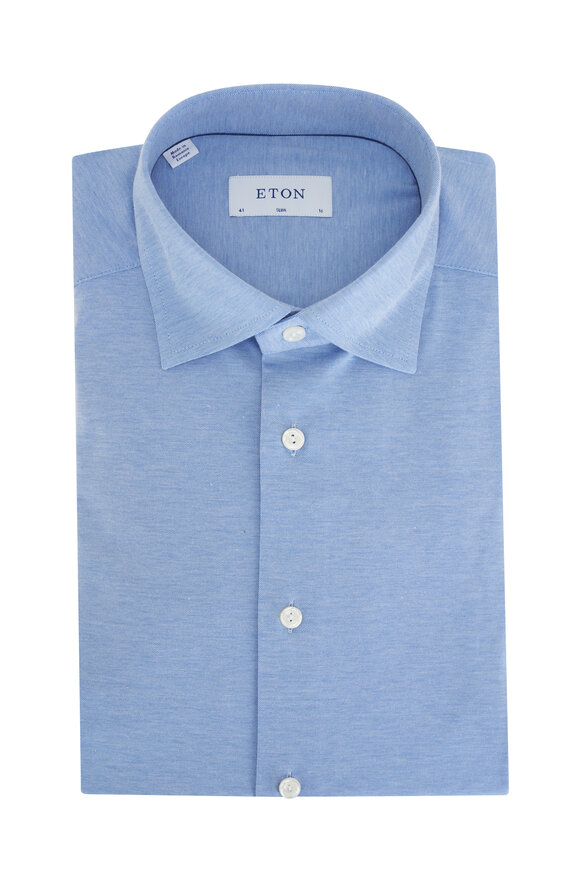 Eton - Solid Light Blue Slim Fit Dress Shirt 