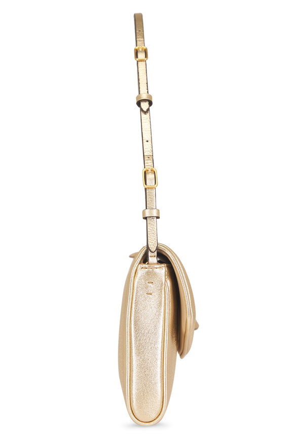 Valentino Garavani Small Devain Gold Leather Shoulder Bag - view 4