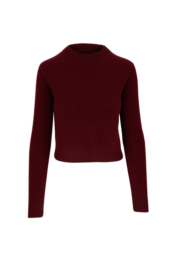 The Elder Statesman Maroon Simple Crewneck Cashmere Sweater 