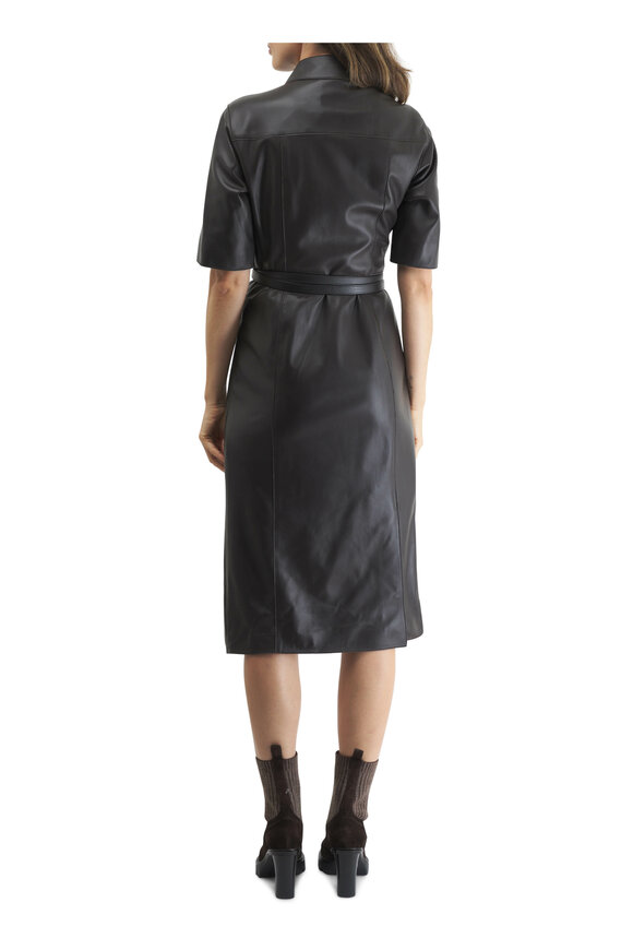 Akris - Mocca Leather Double Belted Dress 