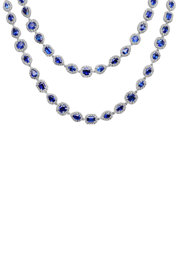 Diana M Jewels 18k White Gold Sapphire & Diamond Necklace - view 1