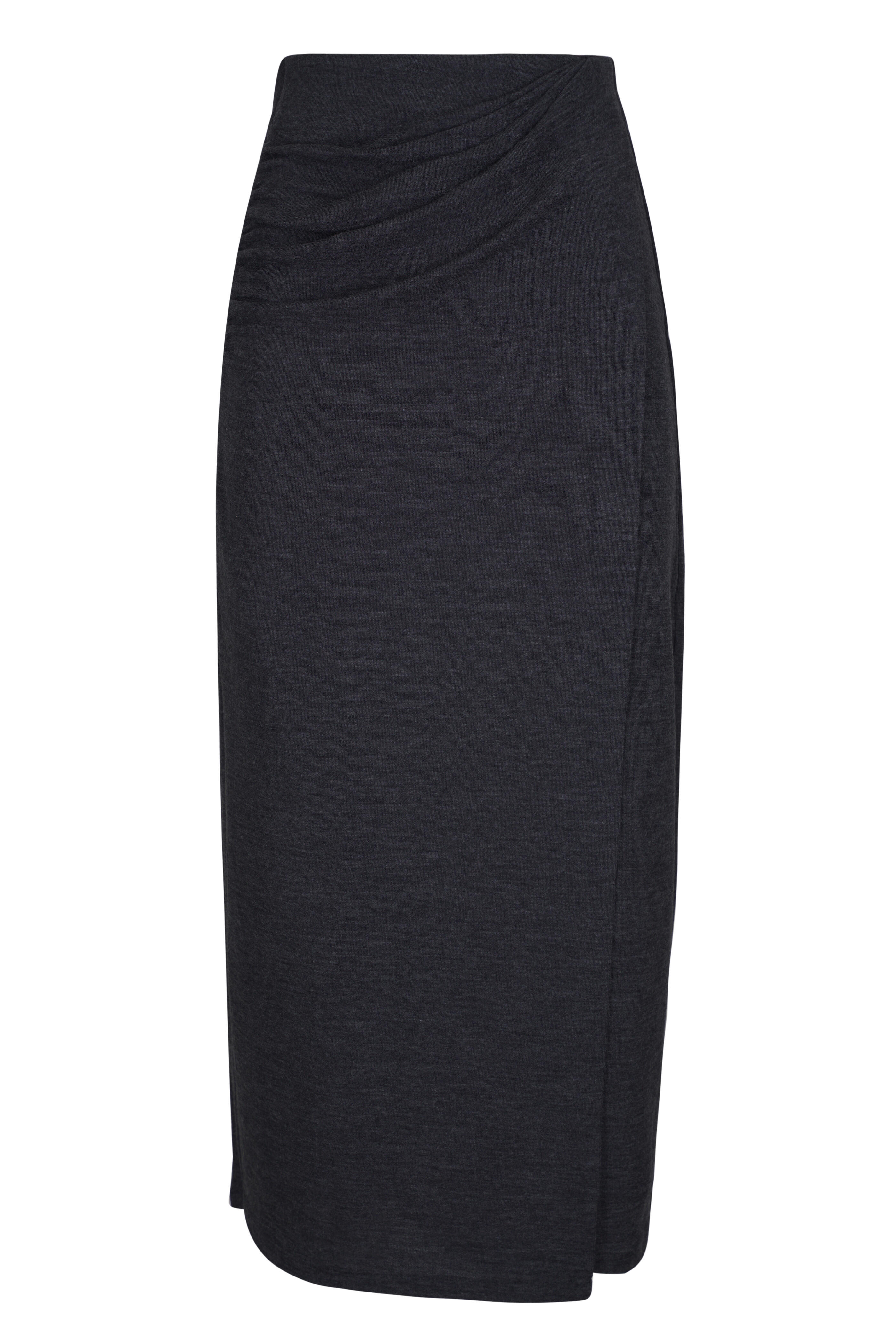 Vince - Dark Heather Gray Draped Waist Midi Skirt