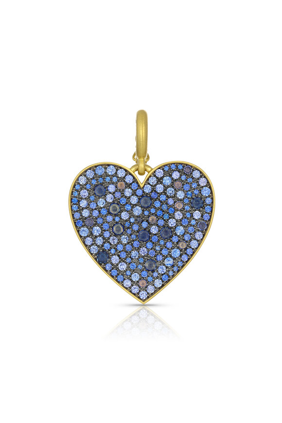 Leigh Maxwell 18k Yellow Gold Medium Blue Sapphire Heart Pendant