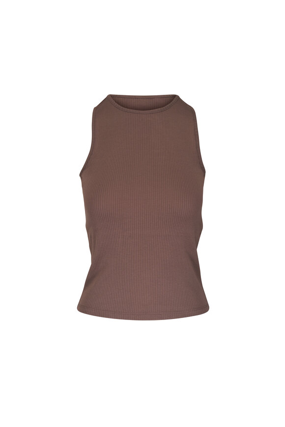 Vince Taupe Haze Ribbed Cotton Tank - view 1