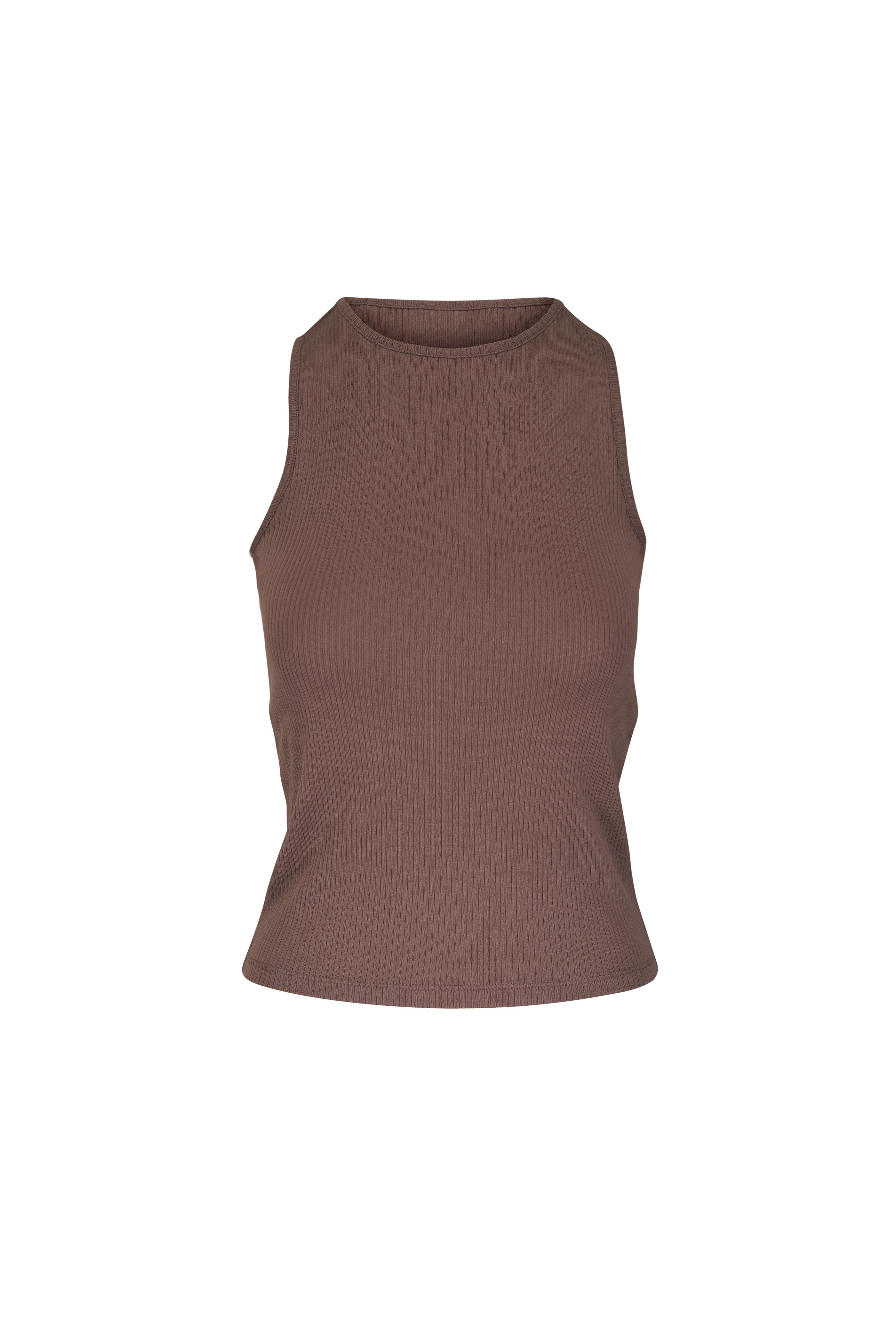 Vince - Taupe Haze Ribbed Cotton Tank - view 1