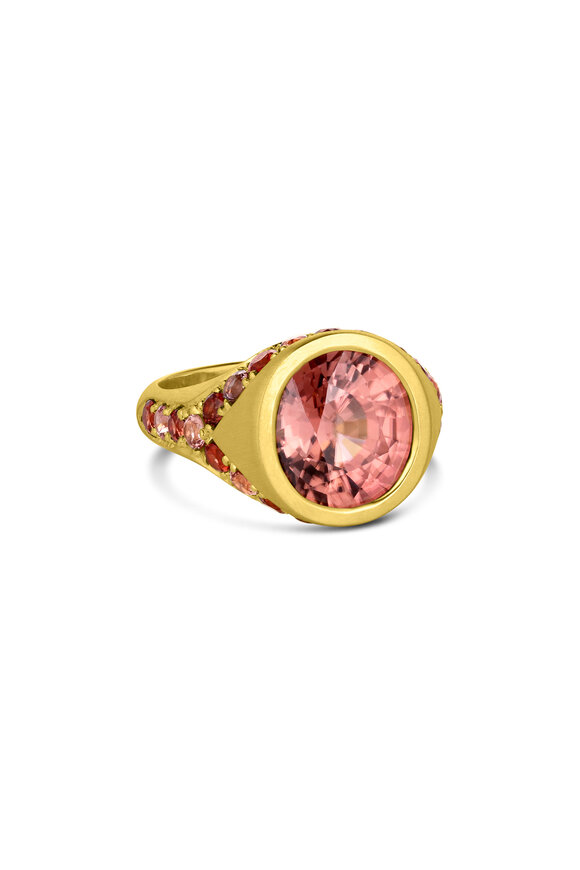 Leigh Maxwell 18k Yellow Gold Rose Zircon Bezel Set Ring - view 1