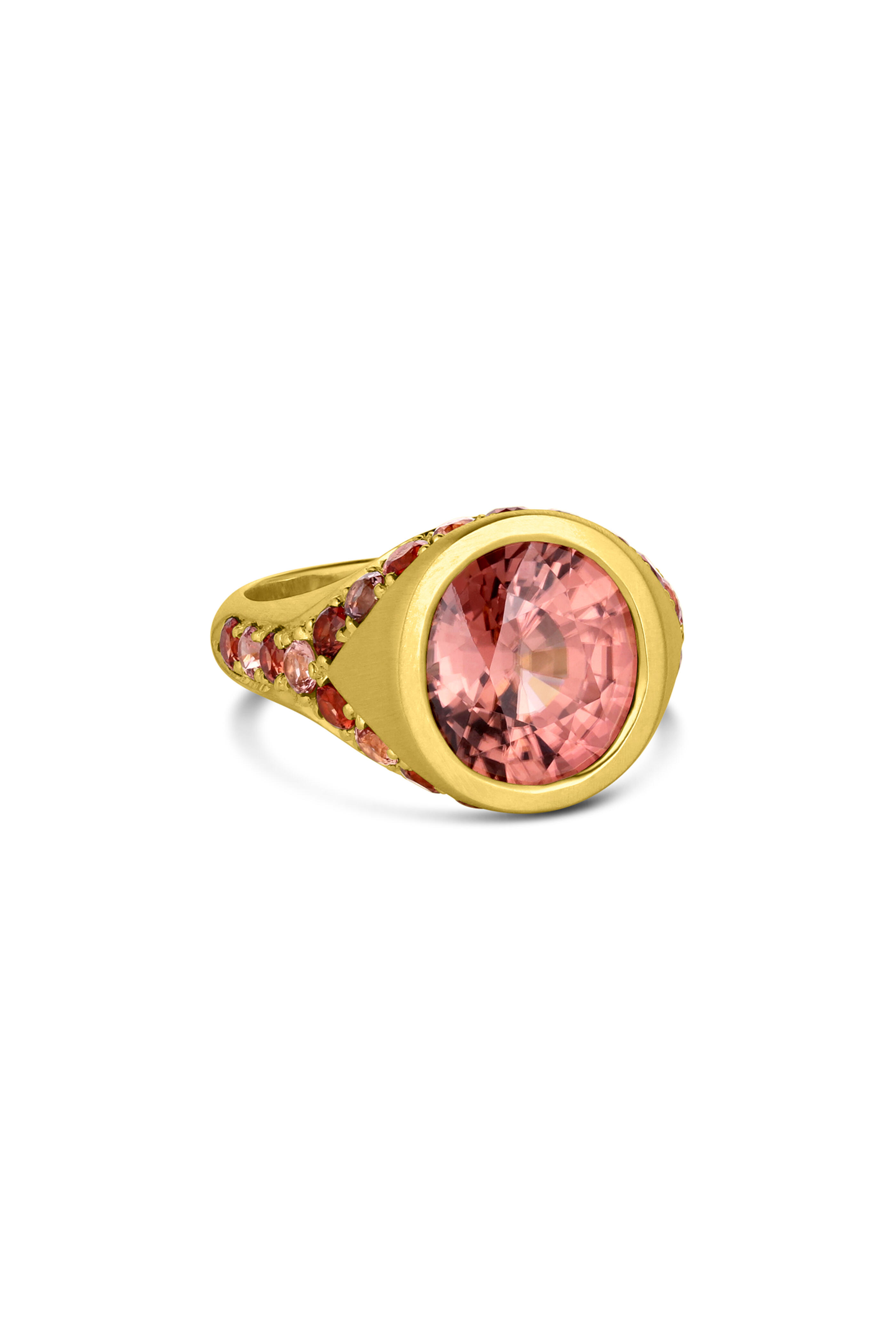 Leigh Maxwell - 18k Yellow Gold Rose Zircon Bezel Set Ring - view 1
