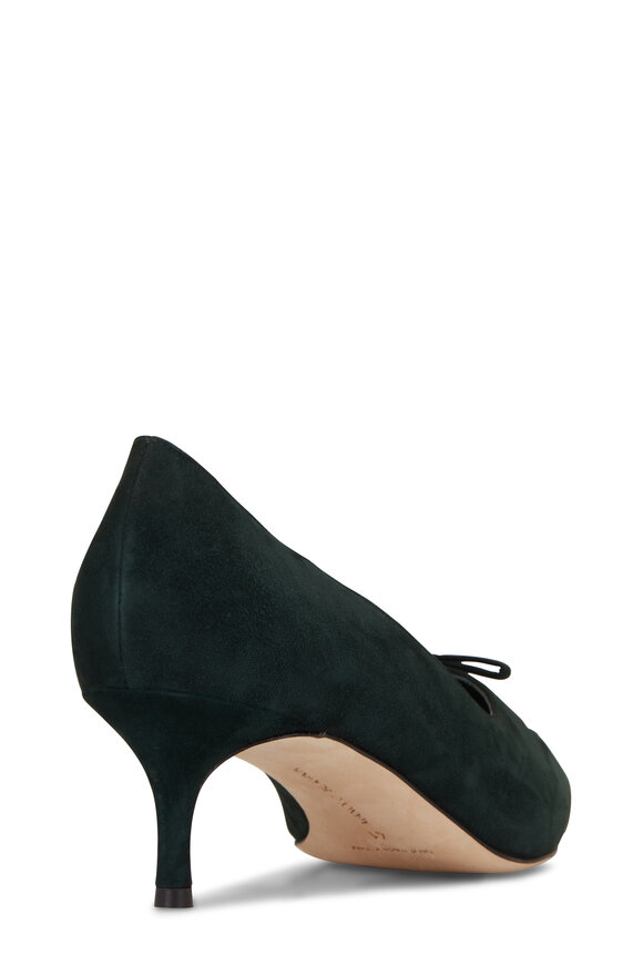 Manolo Blahnik - Balquee Dark Green Suede Pump, 50mm