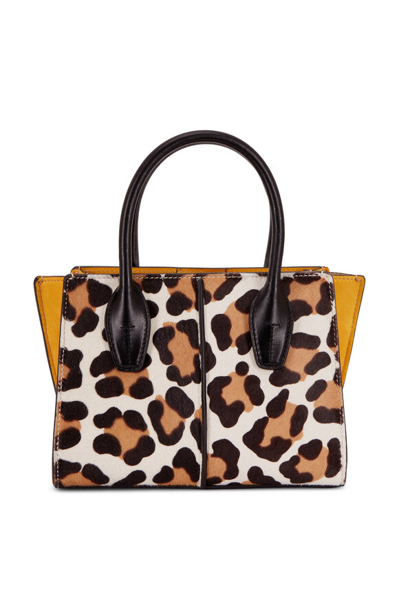 Tod's - Manici Leopard & Yellow Leather Mini Shopper Tote