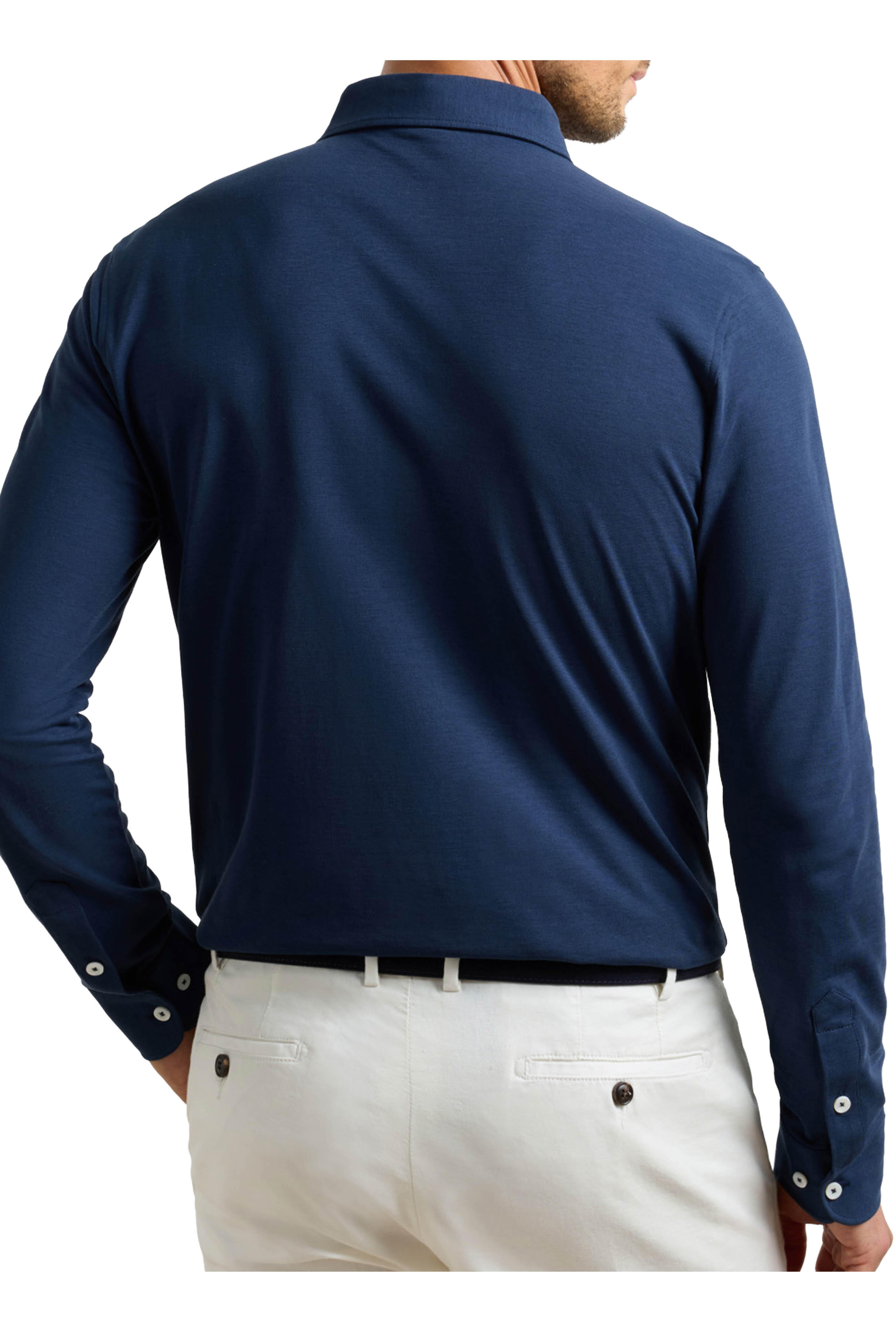 Peter Millar - Navy Cool Cotton Long Sleeve Polo