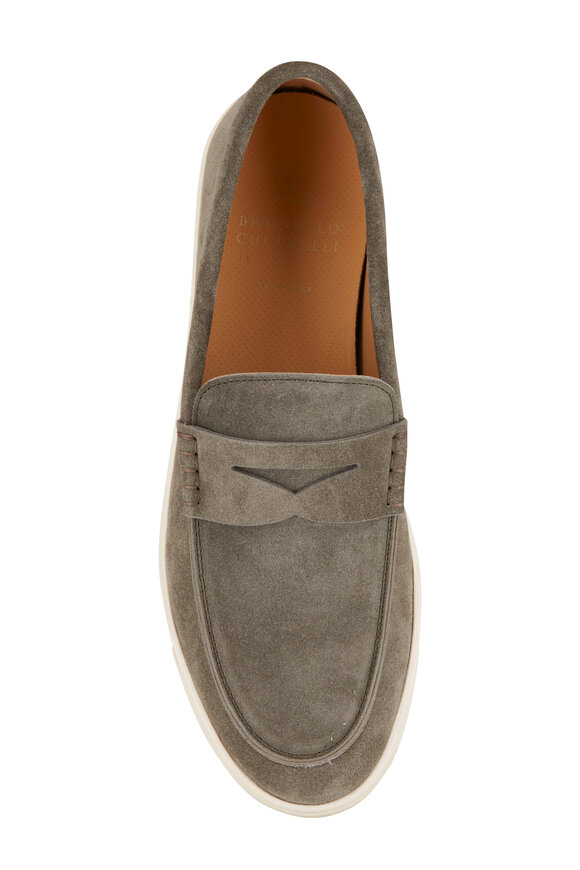 Brunello Cucinelli - Olive Green Suede Loafer Sneaker