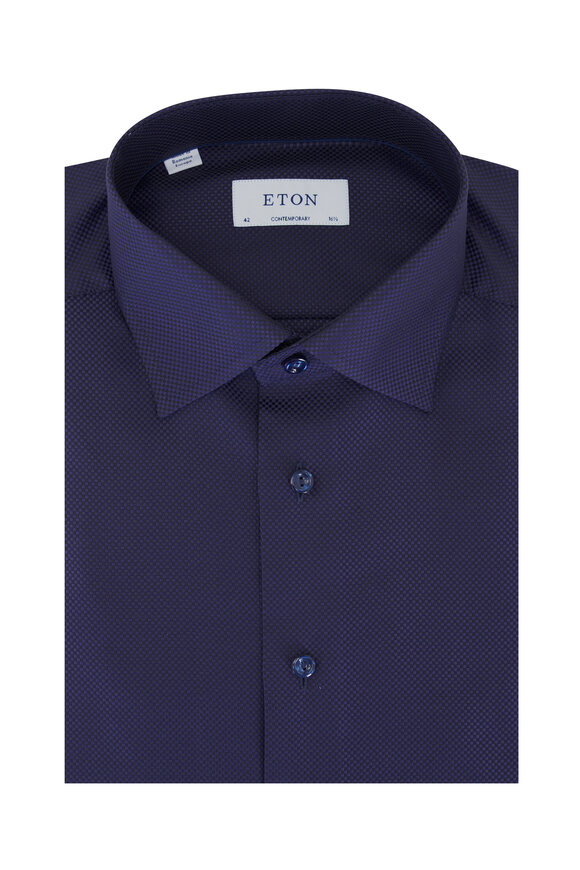 Eton Navy King Oxford Cotton Dress Shirt