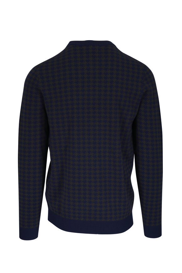 Patrick Assaraf - Navy Houndstooth Wool Sweater