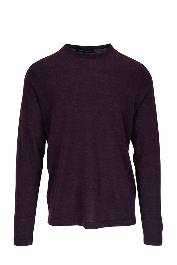 Patrick Assaraf - Burgundy Melange Merino Wool Crewneck Sweater