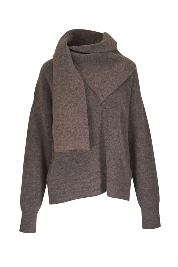 Totême Truffle Draped Scarf Knit Sweater