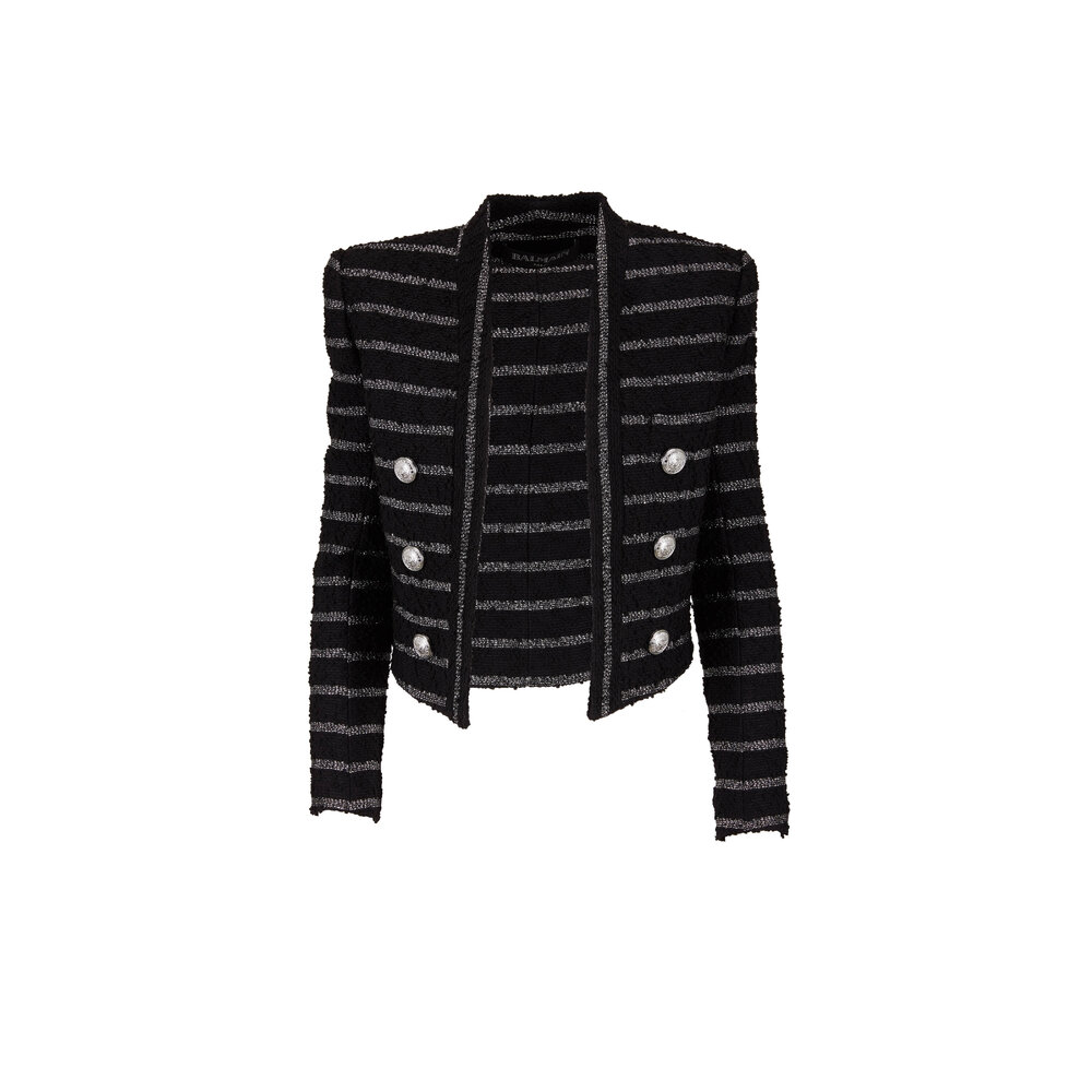 ジャケット BALMAIN Vichy tweed short jacket White/Black Balmain Vichy Tweed Short Jacket | italist
