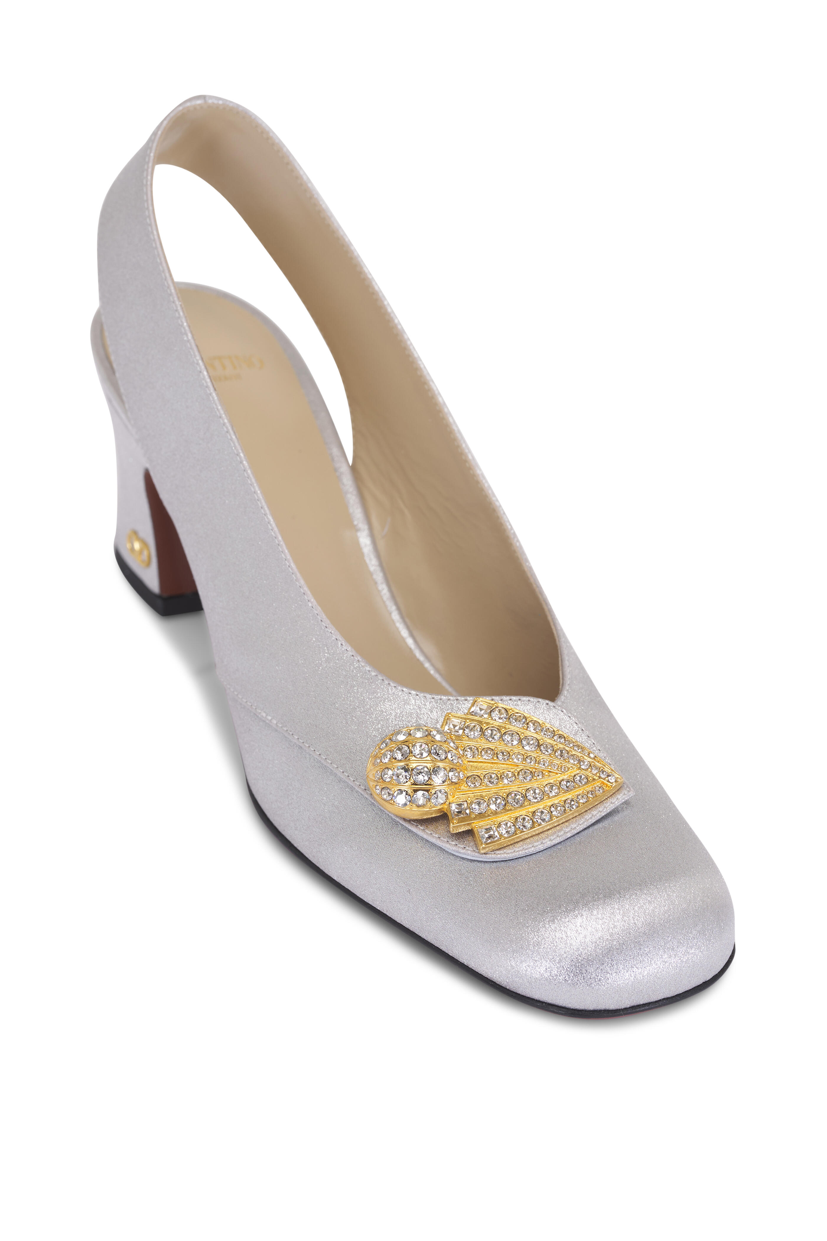 Valentino Garavani - Adamantine Silver Glitter Slingback Valentino Garavani - Adamantine Silver Glitter Slingback