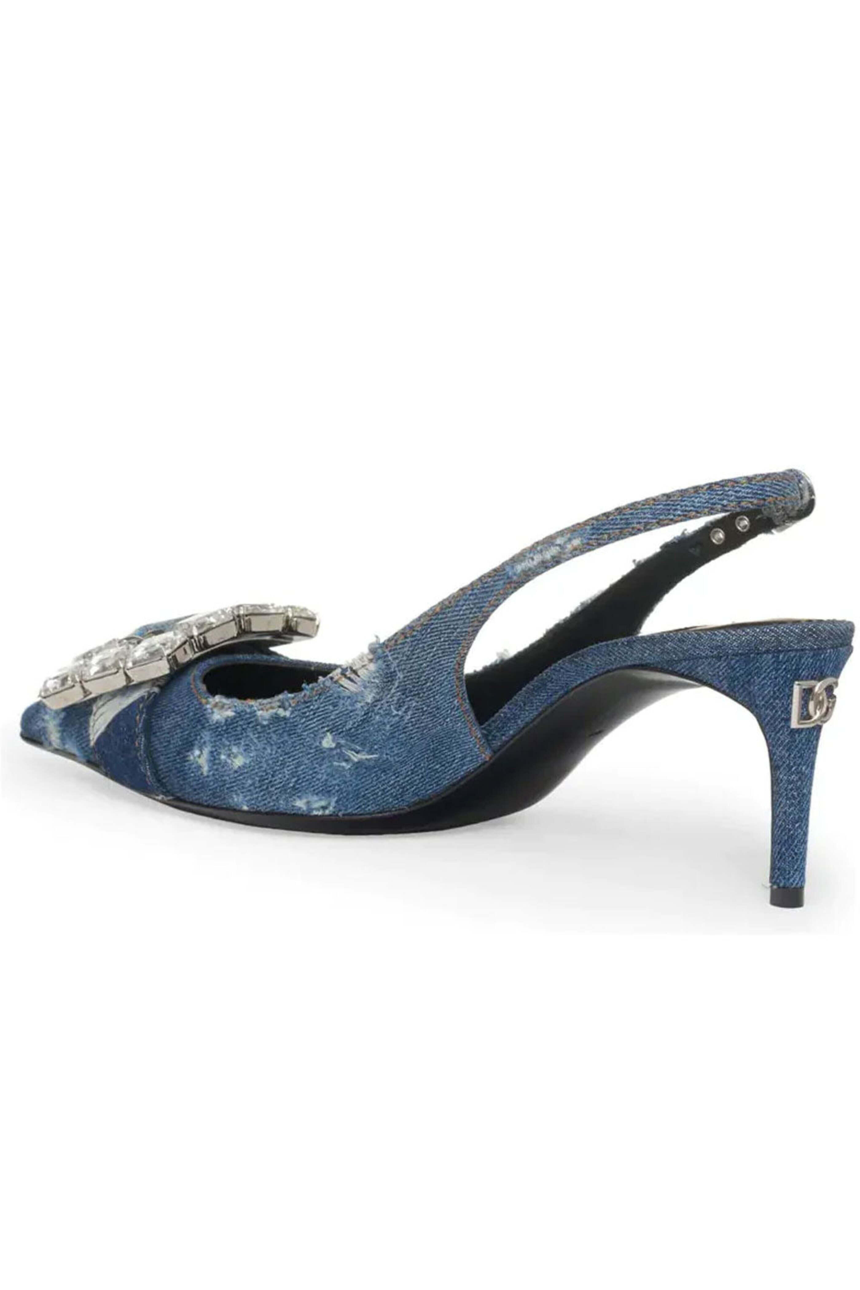 Dolce & Gabbana - Patchwork Denim Slingbacks in Cobalto Scuro