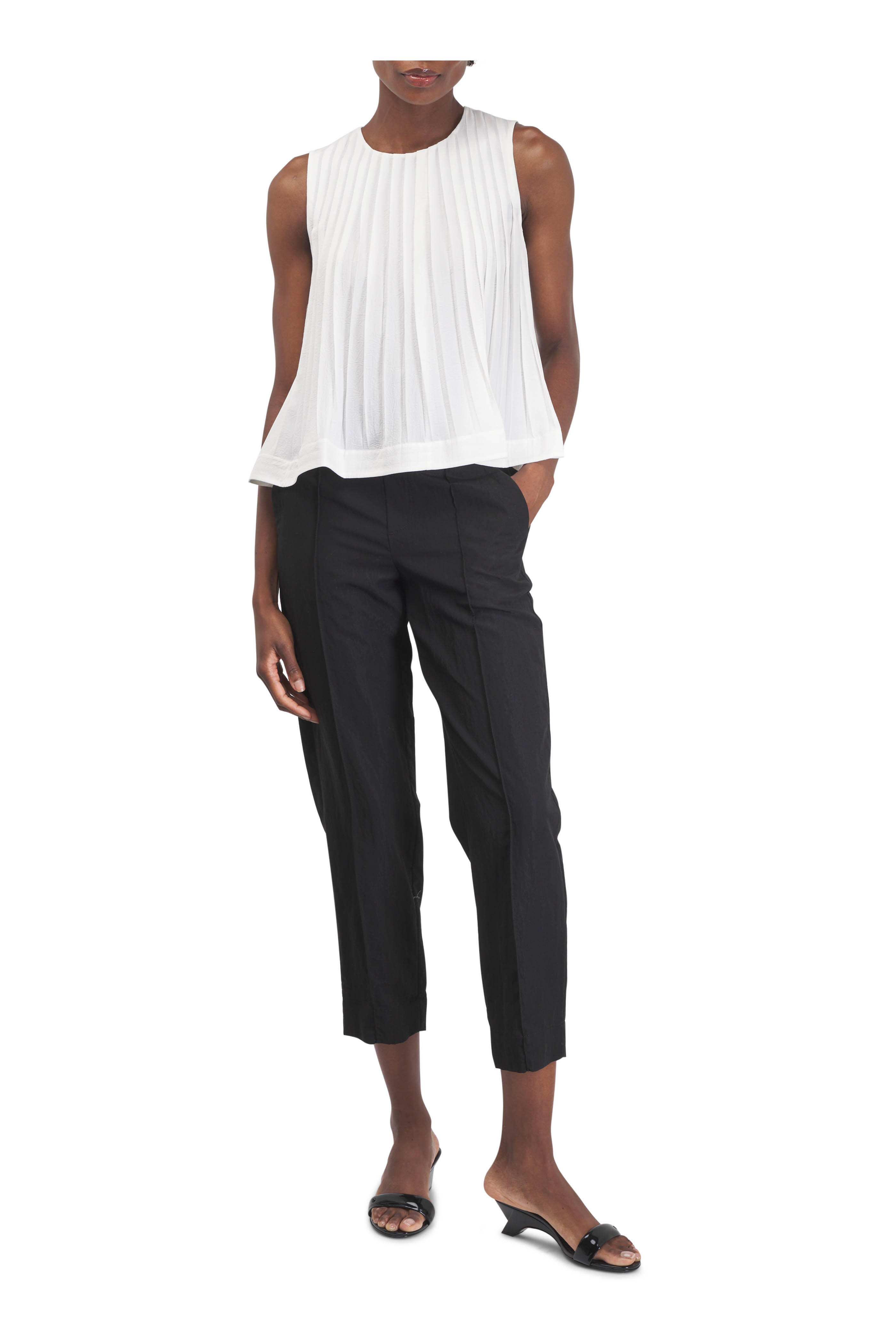 Vince - Off White Pleated A-Line Top