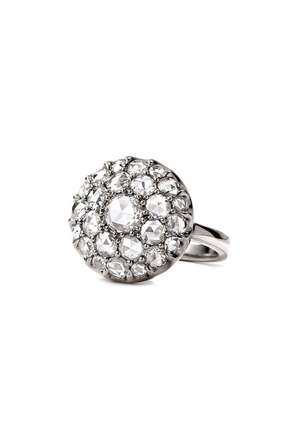 Nam Cho 18k White Gold Gregorian Rose Button Ring - view 1