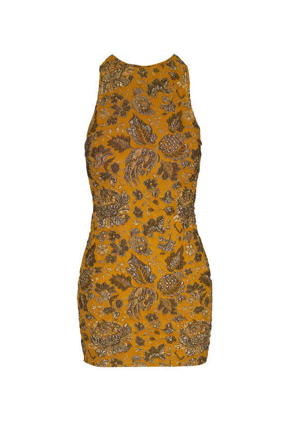 Saint Laurent Sienna Metallic Floral Brocade Mini Dress - view 1