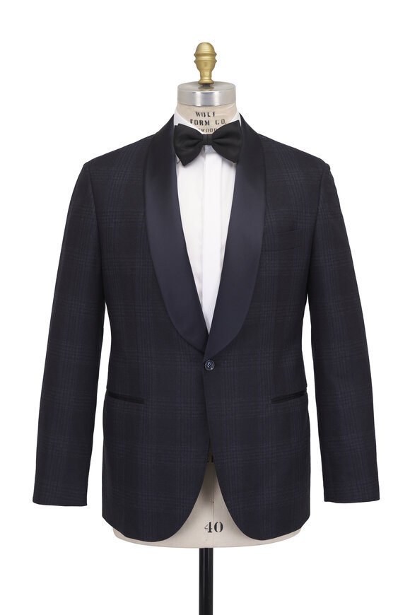 Brunello Cucinelli Midnight Tonal Check Dinner Jacket