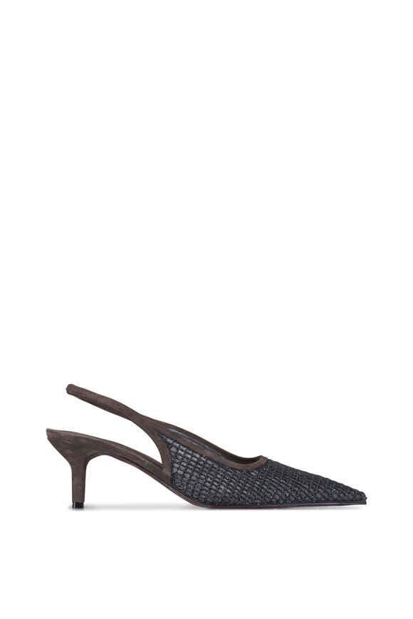 Brunello Cucinelli Black Monili Slingback, 55mm - view 3