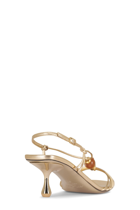 Jimmy Choo Lova Metallic Gold Leather Sandal, 50mm - view 7