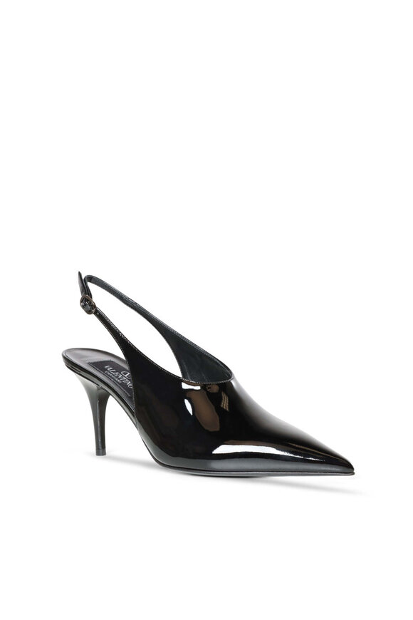 Valentino Garavani - Black VLogo Patent Leather Slingback