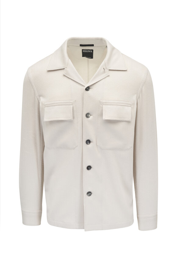 Zegna Oasi White Cashmere Overshirt