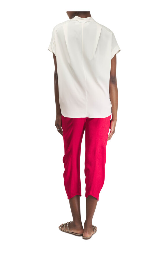 Zero + Maria Cornejo - Fin Gabin White Pepper Silk Charmeuse Blouse