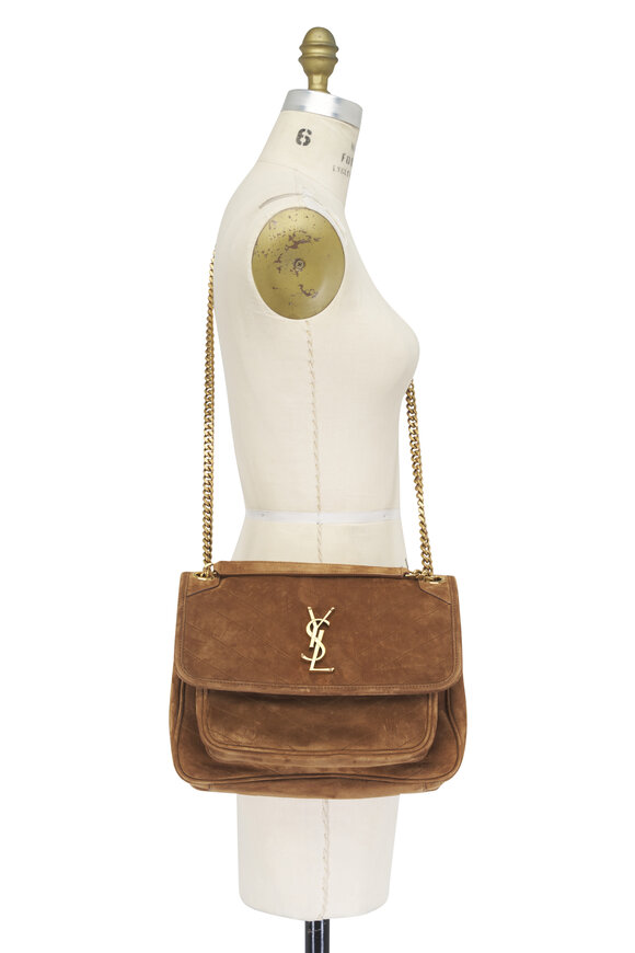 Saint Laurent Medium Niki Caramel Suede Chain Shoulder Bag - view 7