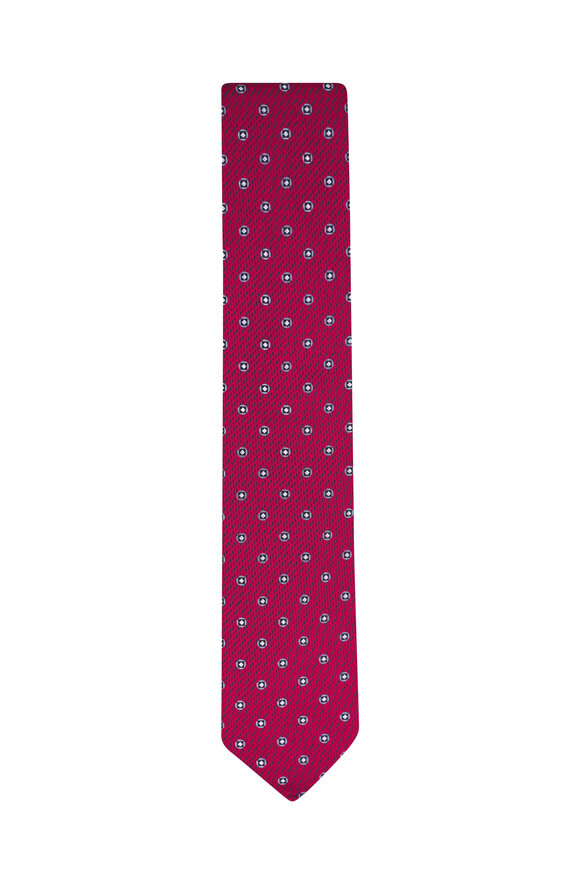 Canali Red & Blue Medallion Silk Necktie