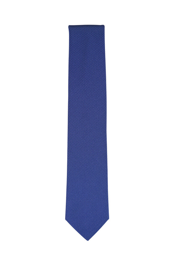 Brioni Blue Royal Texture Silk Necktie