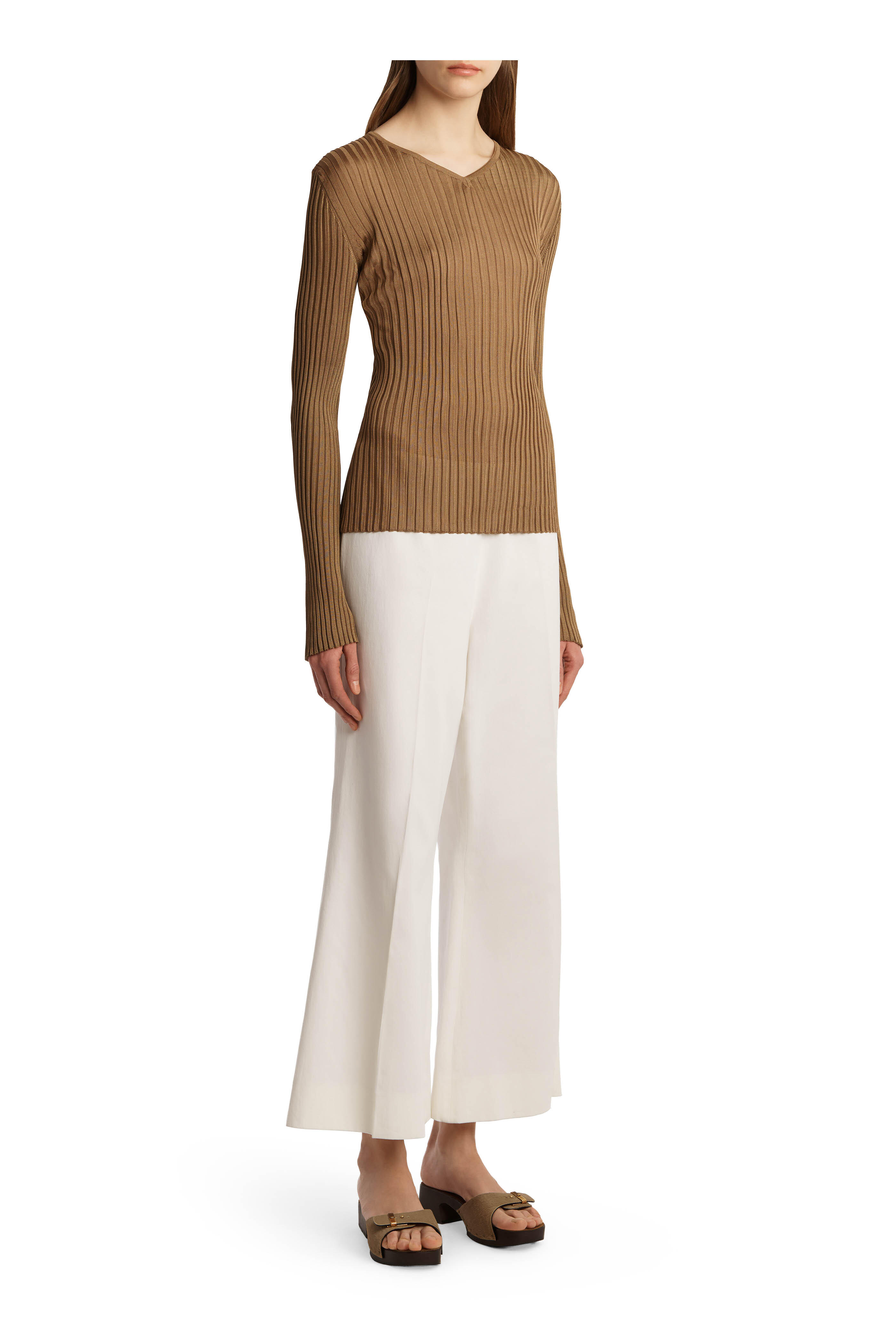 Khaite - Walter Chalk Textured Cotton Pant