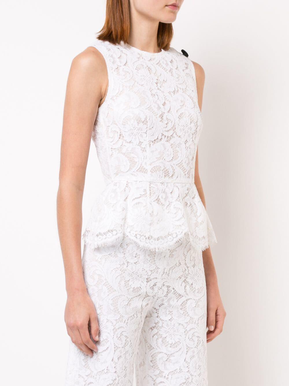 Adam Lippes - White Lace Sleeveless Peplum Top