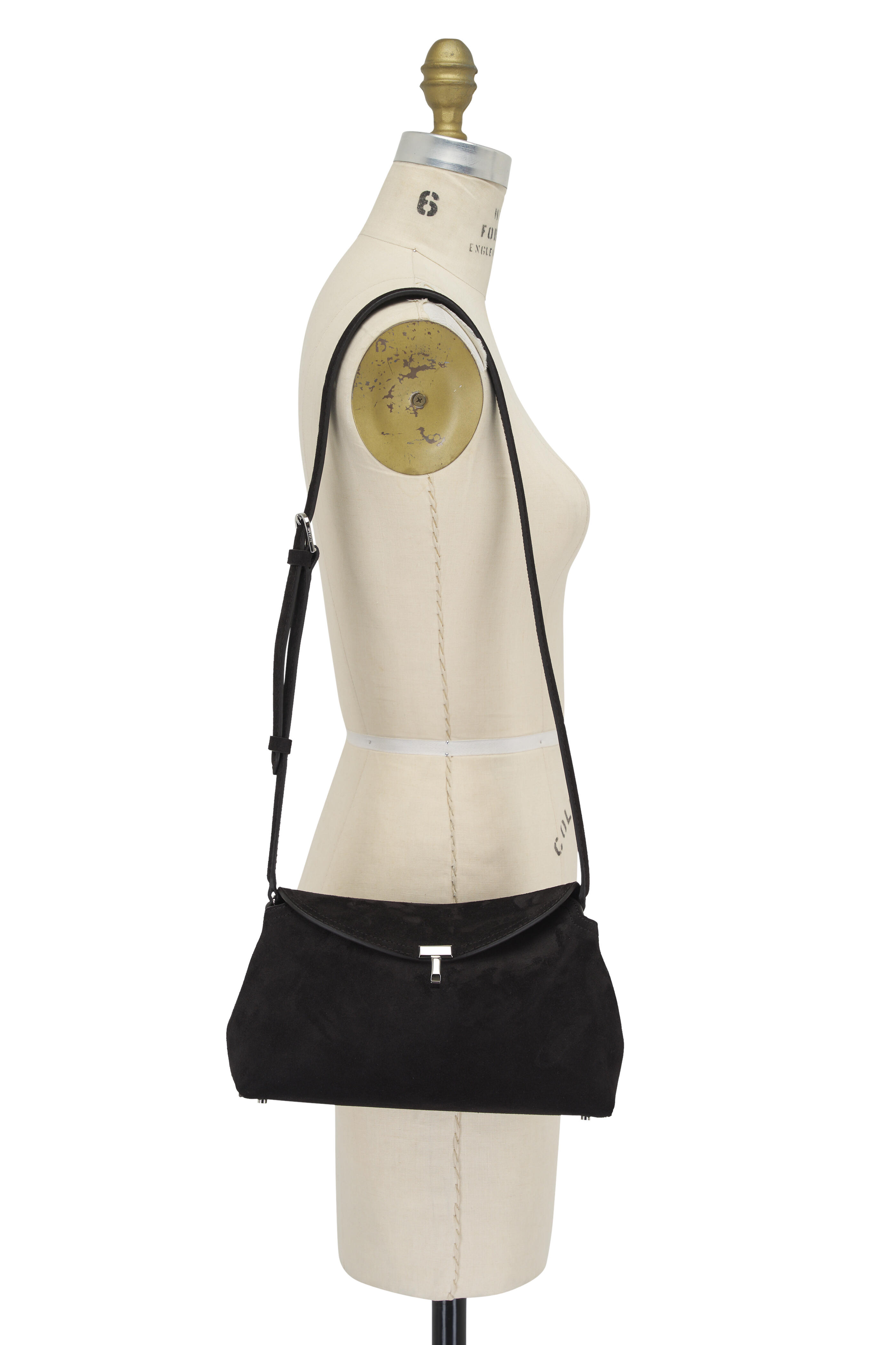 Totême - T-Lock Black Suede Clutch