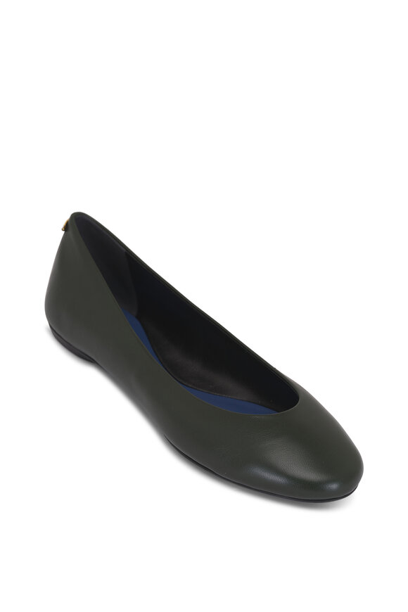 Lanvin Dark Green Leather Ballerina Flat