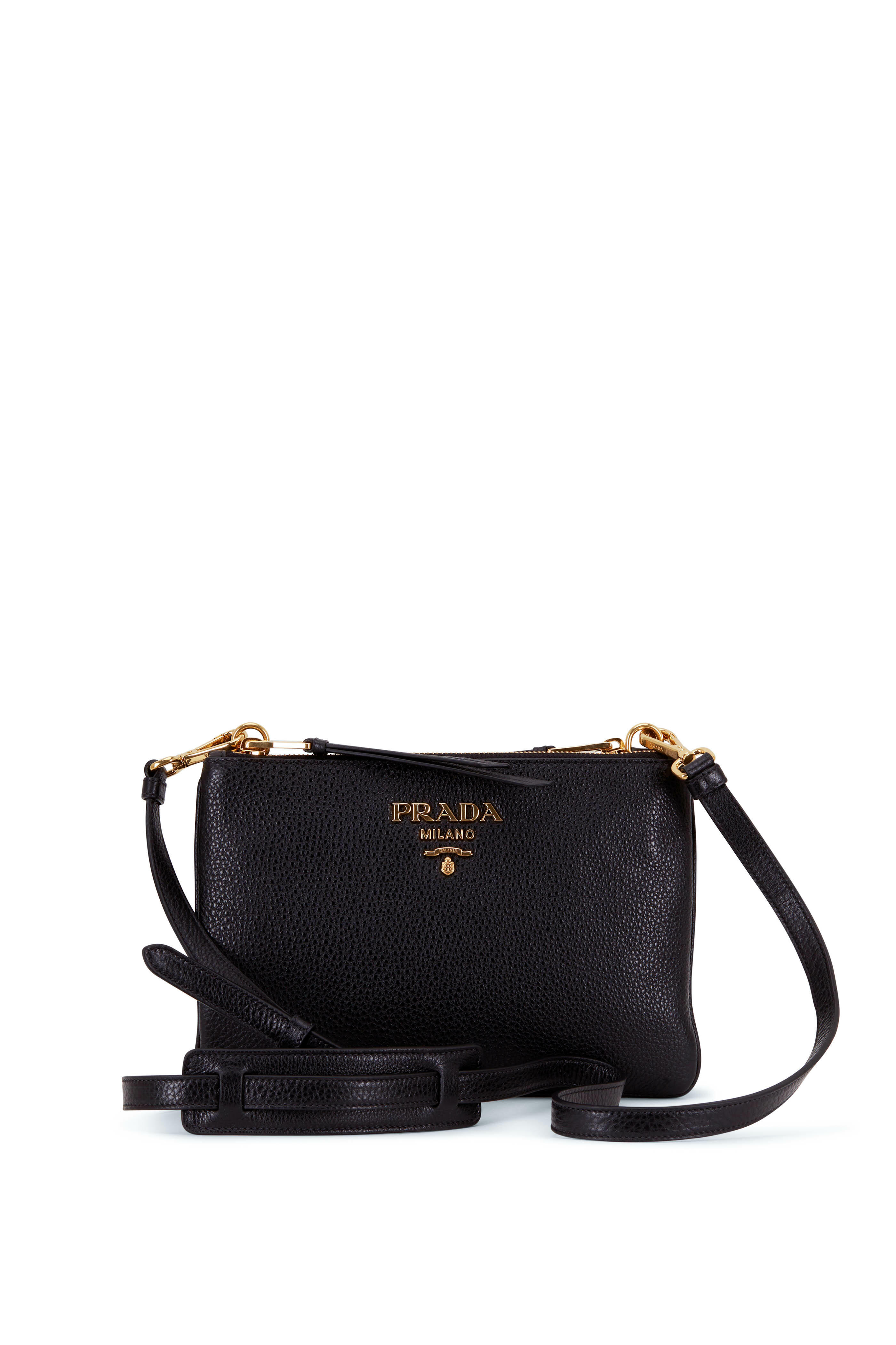 Black Bag with Detachable Strap, Cross Body Designer Bag with Double Pull  Zipper