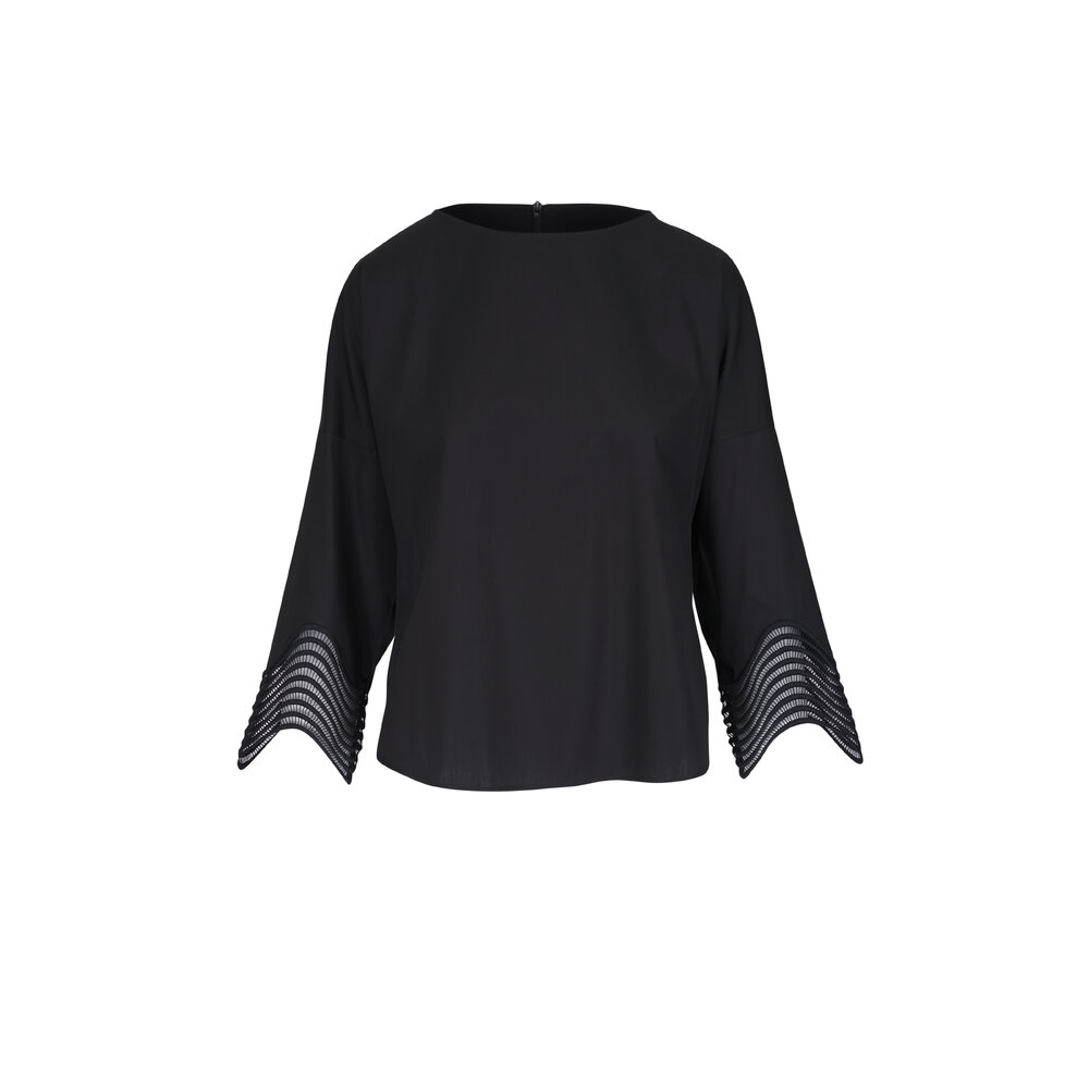 Akris Punto - Black Wave Lace Cuff Blouse | Mitchell Stores