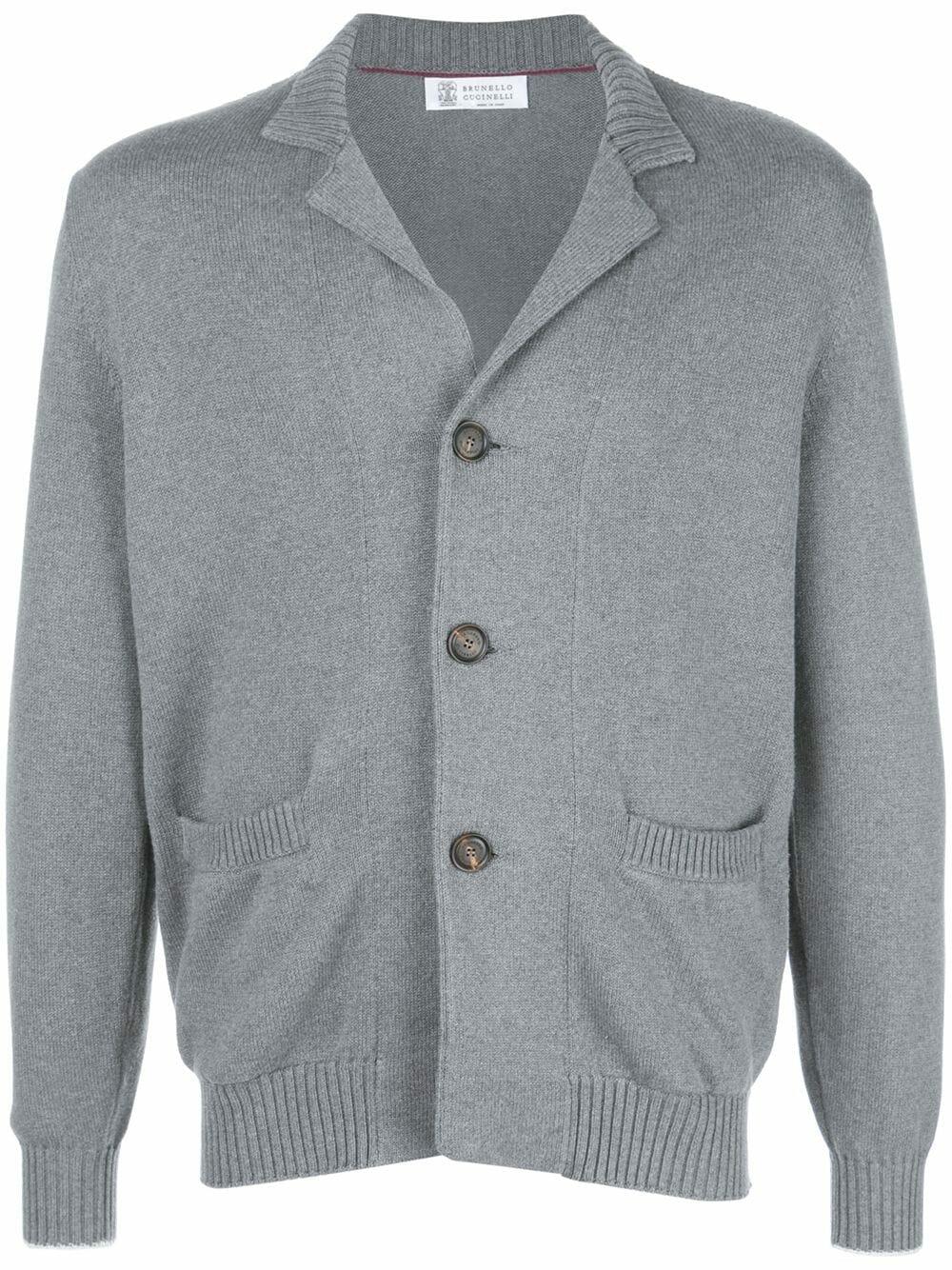 Brunello Cucinelli - Gray Cotton Button Down Cardigan