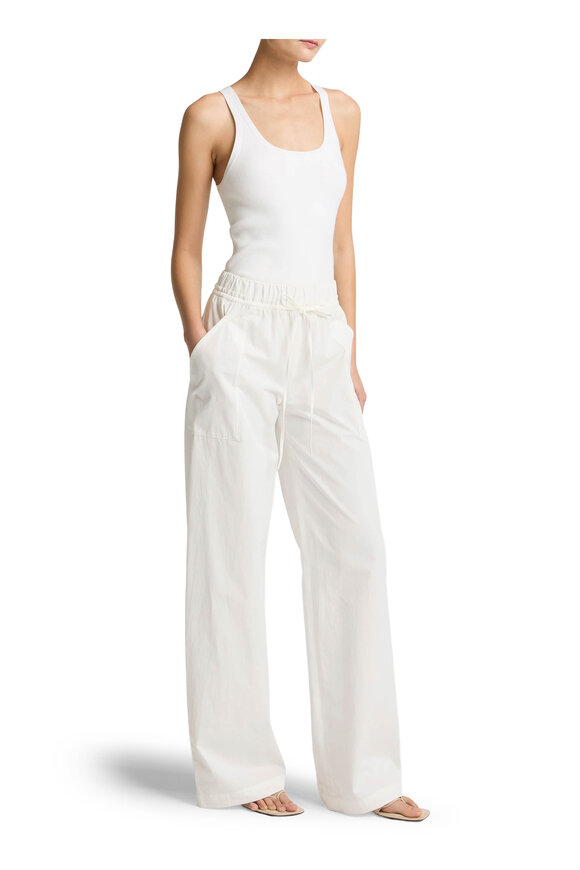 Vince Off White Cotton Double Waist Drawstring Pant - view 4