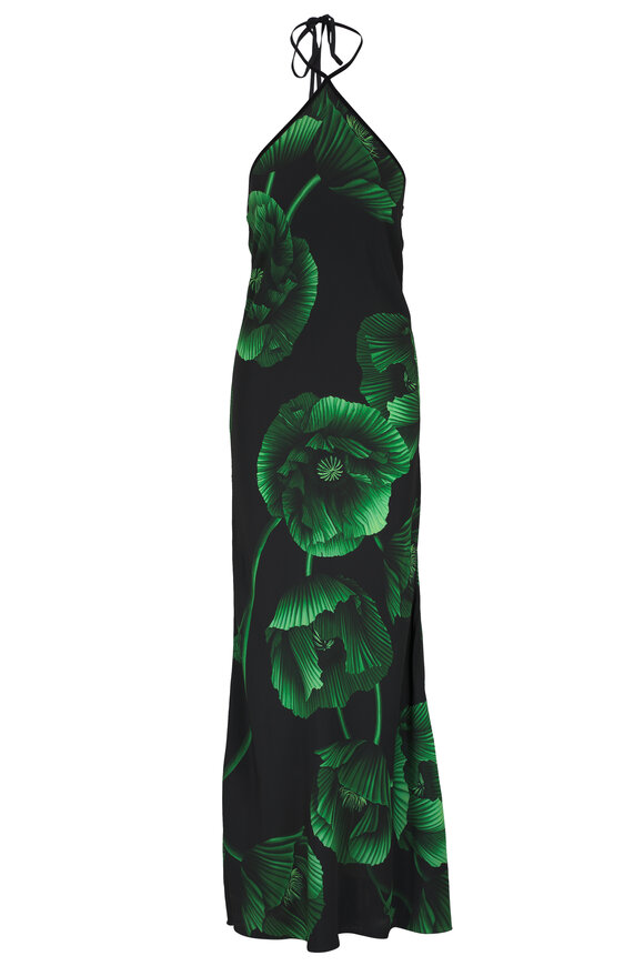 Johanna Ortiz Simple Opulence Green Floral Maxi Dress