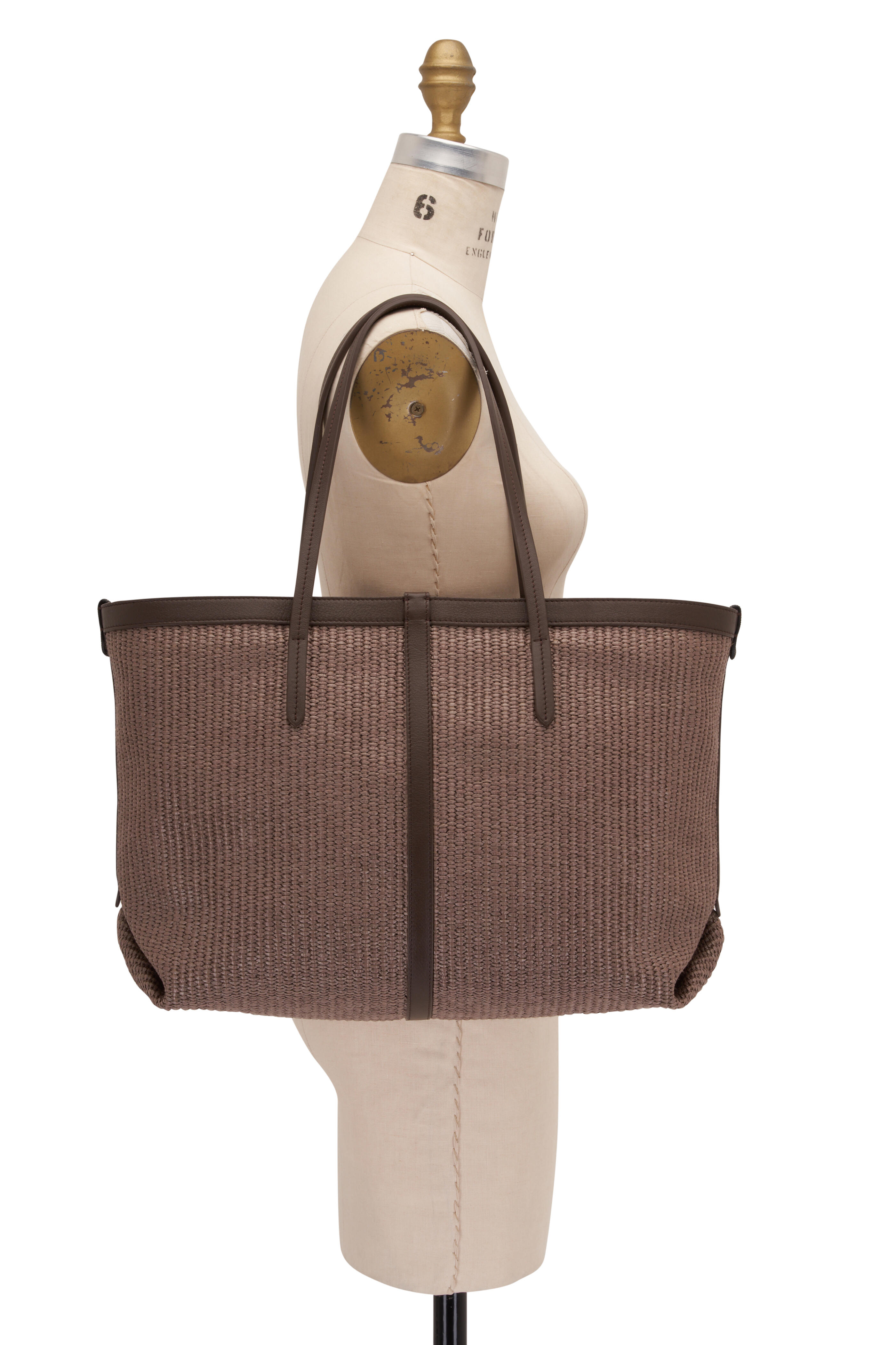 Brunello Cucinelli - Ice Raffia & Brown Leather Trim Large Tote
